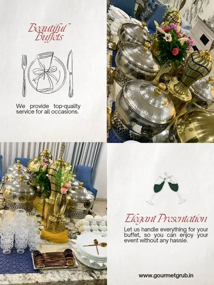 This collage highlights my promise of beautiful buffets and elegant presentation. I provide top-quality service for all occasions, allowing you to enjoy your event without any hassle.