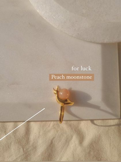 My 'snáil' ring in Peach Moonstone is a beautiful piece for luck and abundance.