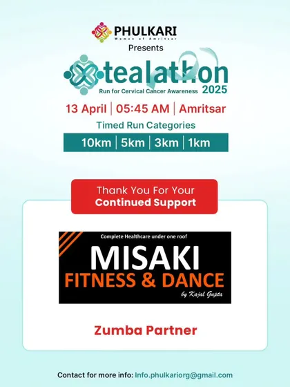Misaki was the official Zumba partner for the Tealathon 2025, a run for Cervical Cancer Awareness in Amritsar.