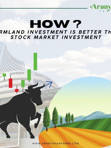 How is farmland a better investment than the stock market? This graphic visually contrasts the stability of land against the volatility of stocks, setting the stage for a deeper comparison.