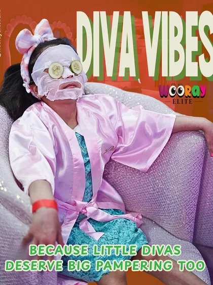Capturing the pure bliss of our 'Divas of Wooray' spa experience. We believe little divas deserve big pampering too, with gentle face masks, cucumber eyes, and comfy robes for a day of ultimate relaxation and fun.