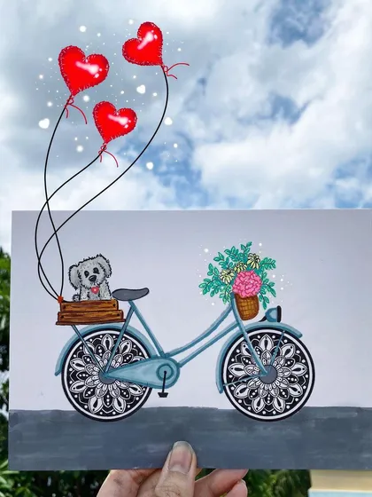 This piece shows how I can incorporate detailed mandala designs into everyday objects, like the wheels of this vintage bicycle. It’s a fun, whimsical way to personalize artwork based on your favorite things.