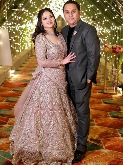 A lovely couple shot from a party in Rohtak. I created a soft glam look for her to match her beautiful mauve lehenga.