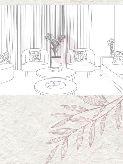 From a simple line drawing to a fully furnished room. This image shows the sketch of a living area, hinting at the transformation into a real, styled space.
