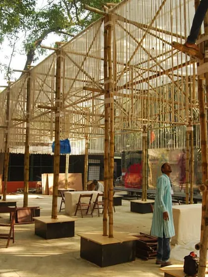 The BMW Guggenheim Lab pavilion we designed in collaboration with Atelier Bow Wow. This project showcases our versatility and our work on the international stage, exploring sustainable materials like bamboo to create temporary public structures for dialogue and art.