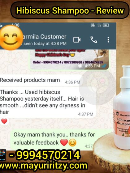 A happy customer shares that her hair felt smooth and not at all dry after the very first use of my sulfate free Hibiscus Shampoo. Gentle, natural cleansing is key.