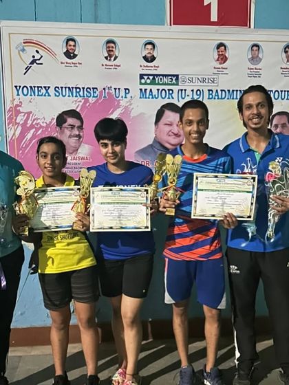 **A Team of Winners at U.P. Major.** Our U-19 champions and their coach celebrating a successful tournament with multiple podium finishes.