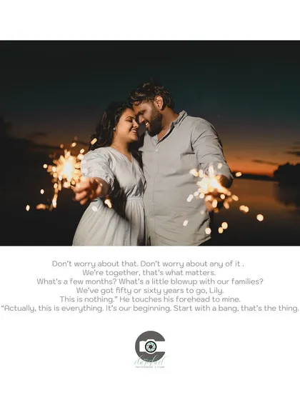 Celebrating their love with sparklers as night falls. This adds a touch of magic and celebration to any pre-wedding shoot.