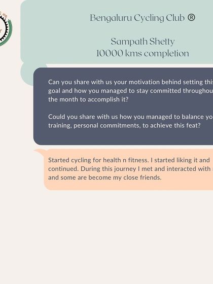 Sampath Shetty shares that he started cycling for health and fitness, but through his journey, he met and interacted with many people who have now become close friends.