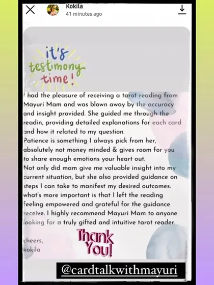 A client was "blown away by the accuracy and insight," highlighting my patience and the detailed explanations that left them feeling empowered and grateful.