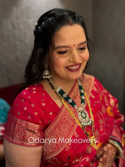 A beautiful, subtle, and glowy makeup look for a naming ceremony. She looks absolutely radiant and happy.