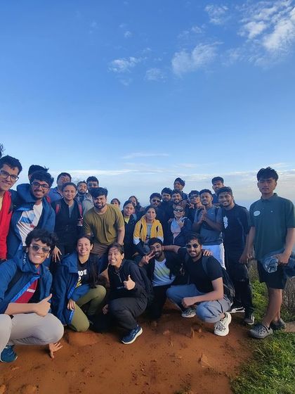 Another shot of our happy crew at the top of Skandagiri.