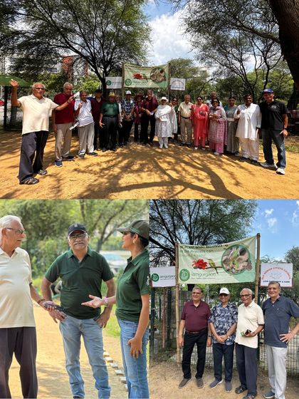 The DLF Senior Citizen Council gathers for a group photo, their energy and perspective a powerful reminder that it's never too late to restore our environment.