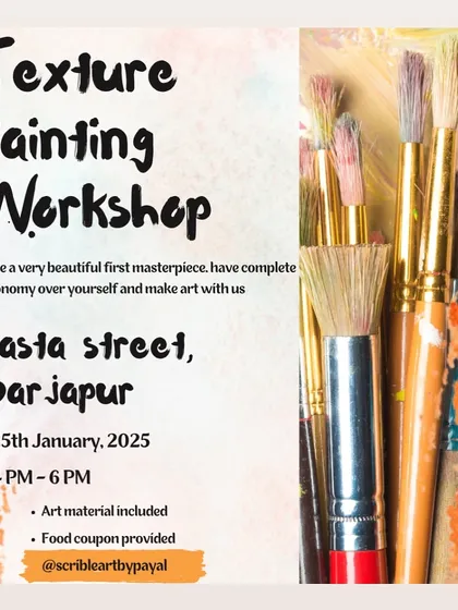 Join our Texture Painting Workshop at Pasta Street, Sarjapur, and create your first masterpiece.