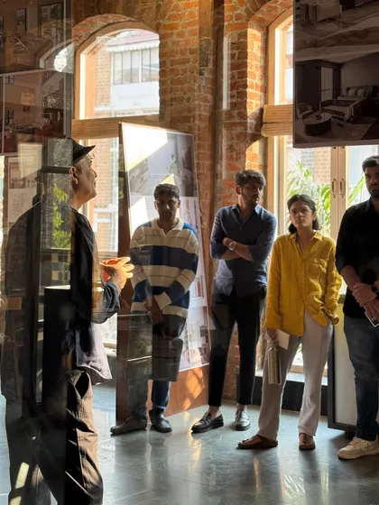 Puran Kumar speaking to a group of students and enthusiasts at The Loft during our KGAF Open Studio.