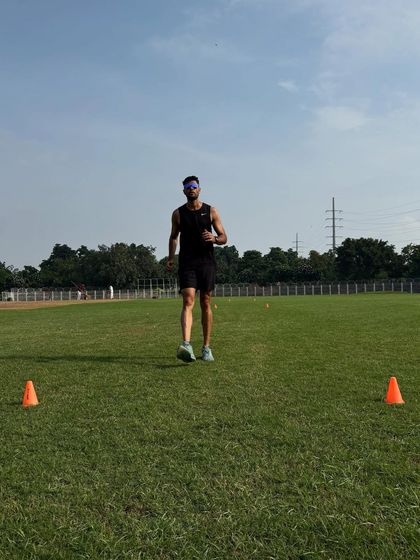 A moment of recovery between on-field drills. Discipline means showing up and putting in the work, step by step, to build something greater. This is where match fitness is earned.