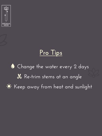 Pro tips for keeping flowers fresh: change the water, re-trim stems, and keep away from heat. These are the simple but essential care techniques I teach all my students.