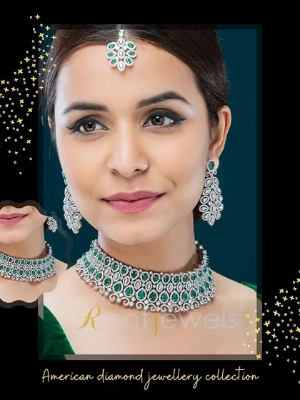 My American Diamond jewelry collection is the next best thing to real diamonds. This green emerald and diamond-look choker is a perfect fit for modern and contemporary outfits.