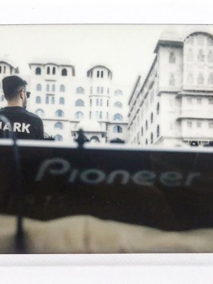 A polaroid-style shot from a palace wedding in Jaipur. My setup is versatile, allowing me to play in stunning, historic locations while providing a modern party experience.