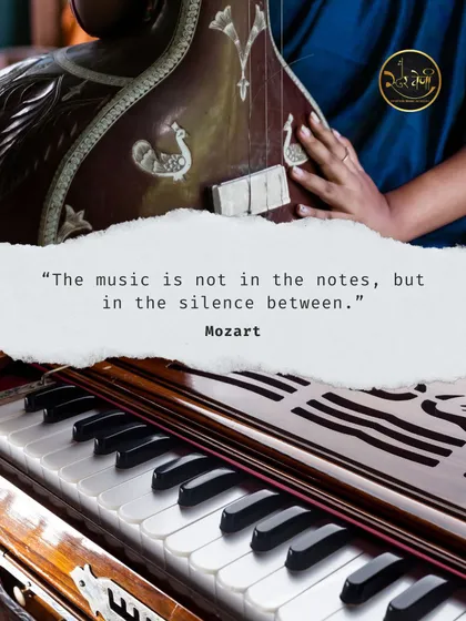 A quote from Mozart that resonates deeply with our own philosophy. The silence between the notes, the pause, is where the true feeling or 'bhaav' of the music resides.