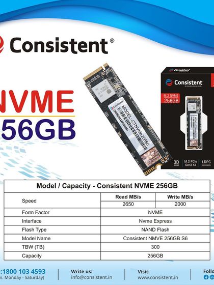 This 256GB NVMe SSD offers a significant speed boost over SATA, with read speeds of 2650 MB/s and write speeds of 2000 MB/s. It's a powerful upgrade for any system with an NVMe slot.