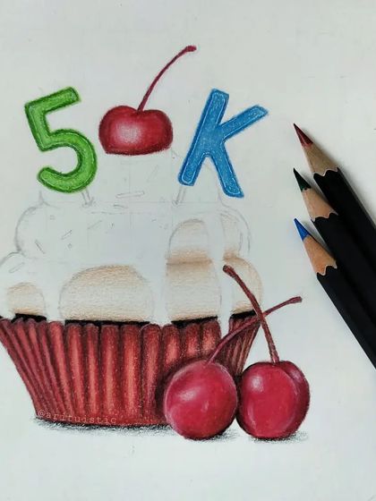 The second WIP of the cupcake, with the candles and frosting base now added.