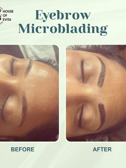 This image showcases Microshading, a technique similar to Ombré brows, which gives a soft, powdered look. It's great for achieving a filled-in makeup style.
