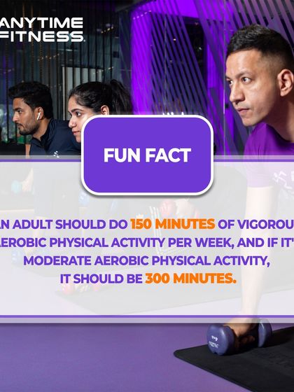 Fun Fact: An adult should aim for 150 minutes of vigorous or 300 minutes of moderate aerobic activity per week. Let's help you hit that goal.