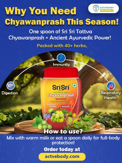 Here’s why you need Chyawanprash this season. This graphic breaks down the benefits of this ancient Ayurvedic power, showing how its 40+ herbs support immunity, digestion, and respiratory health.