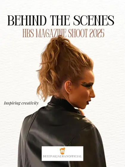 A behind-the-scenes look at a high, textured ponytail created for the HBS Magazine 2025 shoot. This style is all about volume and movement, perfect for a high-fashion editorial.