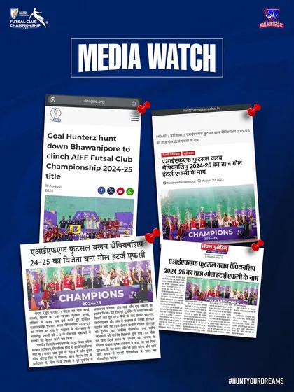 Our club's name in the news, celebrating our title as champions of India.
