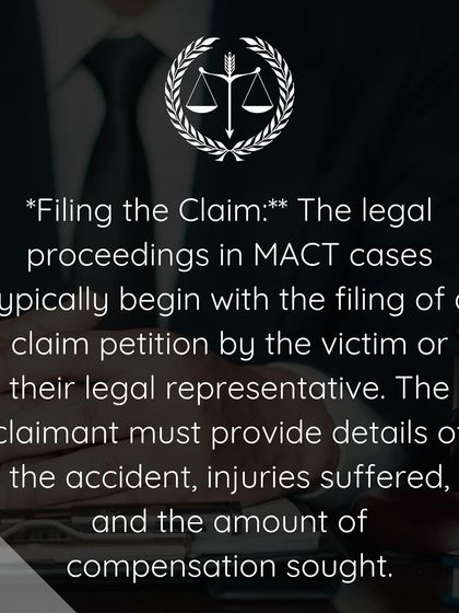 The legal process for a motor accident claim begins with filing a petition. In this document, the victim or their representative must provide all details of the accident, the injuries sustained, and the compensation amount being sought.