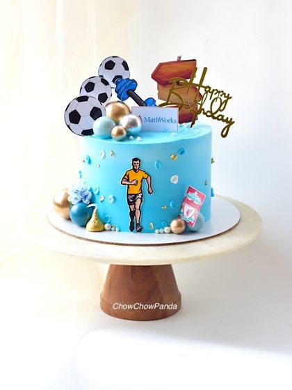 A full shot of the personalized hobby cake.