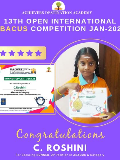 Achievers Destination Academy - Mental Math & Speed Calculation Our Star Achievers: Competition Winners & Graduates photo 40