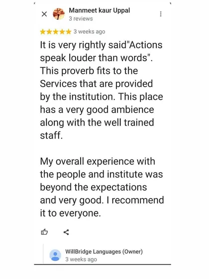 "Actions speak louder than words." This review means a lot because it shows that my teaching methods deliver real, tangible results that go beyond expectations. A good learning environment is key to success.