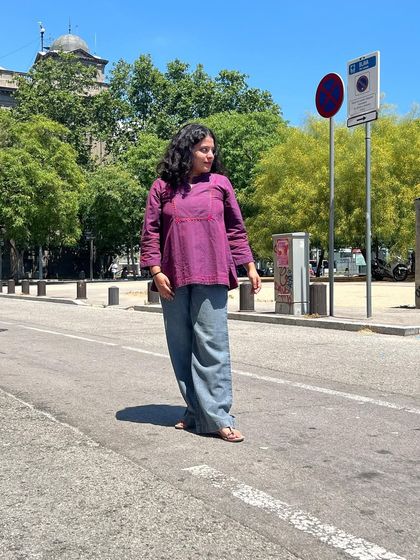 Another shot of our customer in the Haveli Soof Top. It’s a joy to see our handcrafted pieces out in the world, becoming part of your stories.