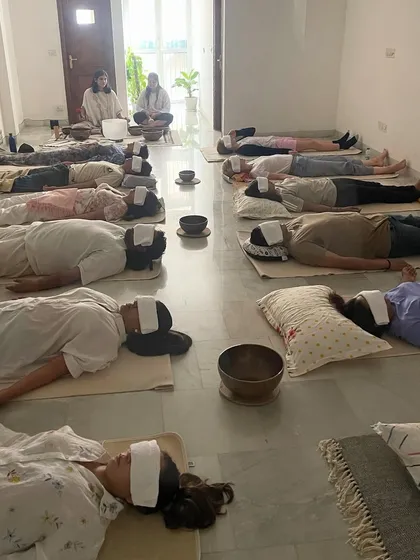 A full house for a sound healing session. It's beautiful to see so many people taking time to rest, recharge, and soak in the healing vibrations.