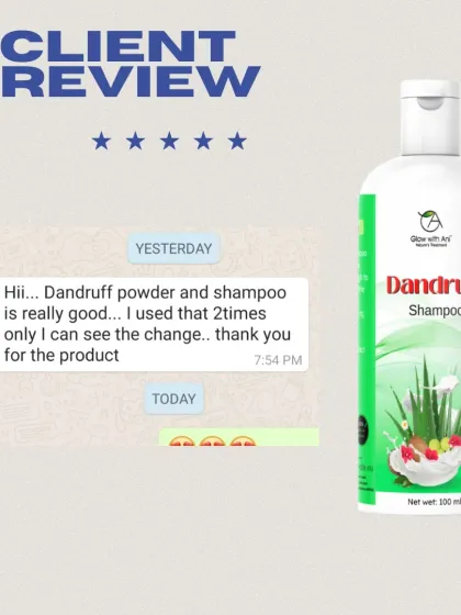 Seeing messages like this makes my day. This customer saw a change in her dandruff after using my Dandruff Powder and Shampoo only two times. My natural formula is gentle on the scalp but tough on dandruff.