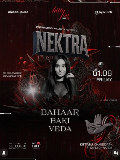 Bringing the hard energy to Kitty Su, Chandigarh. This poster for Nektra promised a hardcore night.