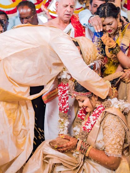The Talambralu ceremony. My makeup was created to be long-lasting and photogenic, holding up beautifully through every part of the wedding.