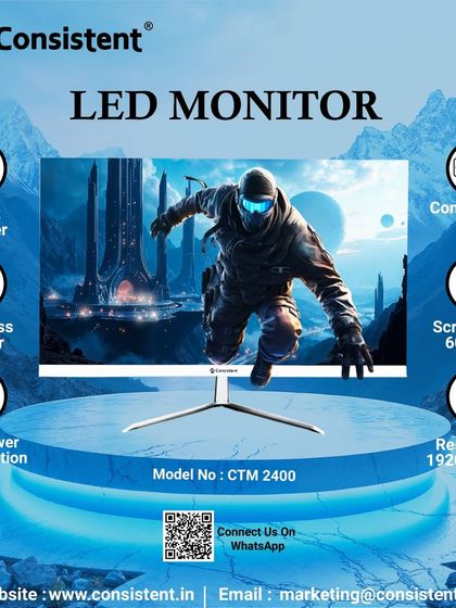 This 24-inch (60.5 cm) frameless LED monitor provides a stunning 1920x1080 resolution display with low power consumption. It includes an inbuilt speaker and HDMI connectivity, offering a complete multimedia experience right out of the box.