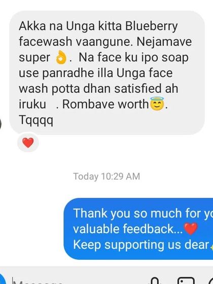 This customer has stopped using soap on her face because my Blueberry Face Wash is so satisfying and worth it. This is what I aim for, a product that becomes your go-to.