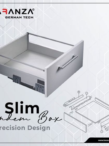 The Slim Tandem Box is a precision-designed drawer system that offers a sleek profile without compromising on strength or a smooth, soft-close motion.