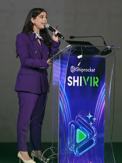 At the podium for Shiprocket Shivir. A powerful stance for a power-packed event focused on the future of commerce.