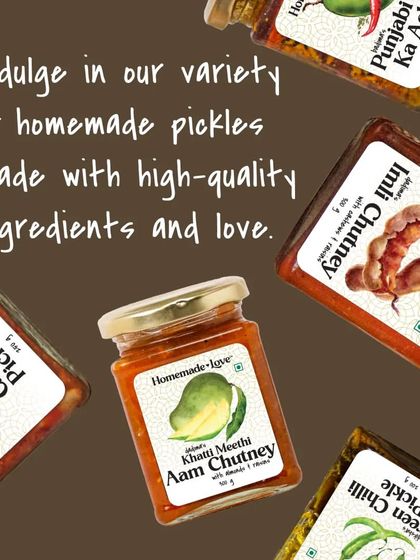 Indulge in our variety of homemade pickles and chutneys. From the spicy Garlic Pickle to the tangy Imli Chutney, everything is made with high quality ingredients and love.