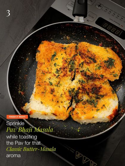 To finish it right, I sprinkle a little more Pav Bhaji Masala while toasting the pav in butter. This final touch releases that classic butter-masala aroma that makes your mouth water.