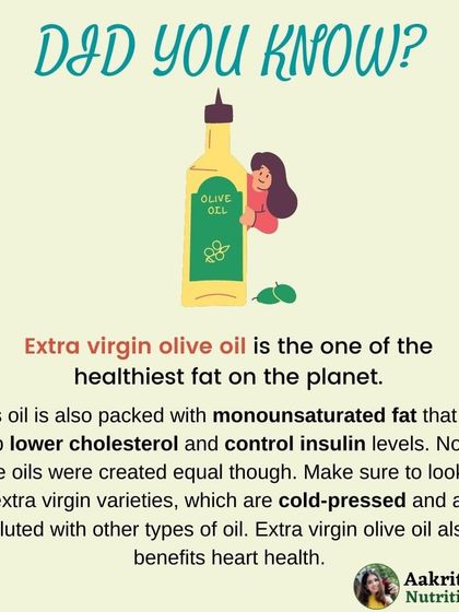 Not all fats are bad! Extra virgin olive oil is one of the healthiest fats on the planet. It's packed with monounsaturated fats that help lower bad cholesterol and control insulin levels, making it a staple in my heart-healthy meal plans.