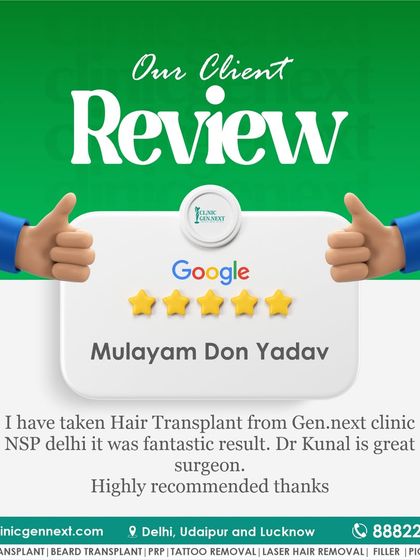 This is another 5-star review from a satisfied patient, Mulayam Don Yadav, who highly recommends my clinic after getting a fantastic result.