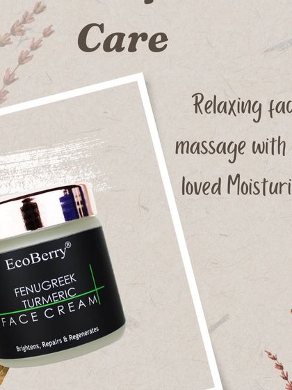 Relax with a facial massage using your favorite moisturizer, like my Fenugreek Turmeric Face Cream, which brightens, repairs, and regenerates.