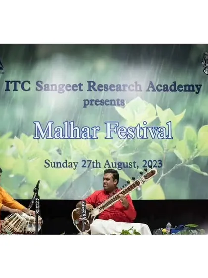 The stage of the Malhar Festival, presented by ITC Sangeet Research Academy. It's always an honour to perform on this prestigious platform.